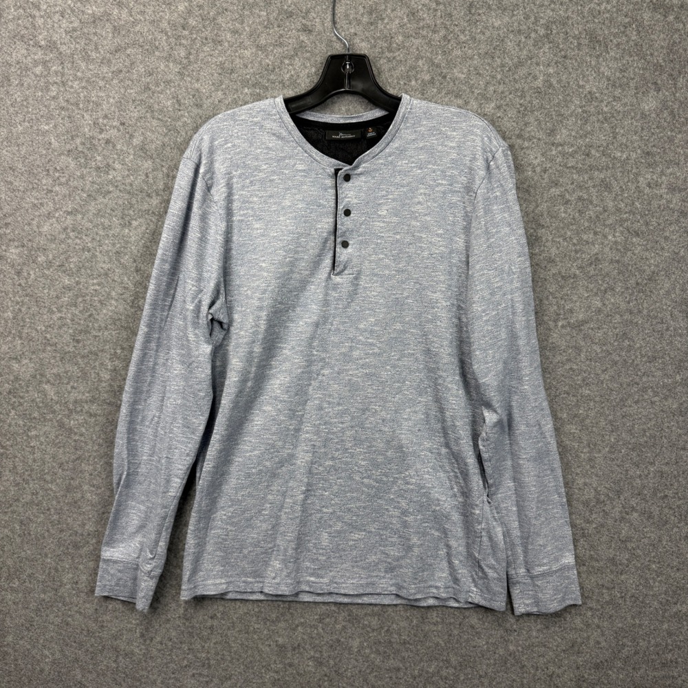 Marc‎ Anthony Mens Slim Fit Long Sleeve Henley Shirt Blue Space Dye Size Large